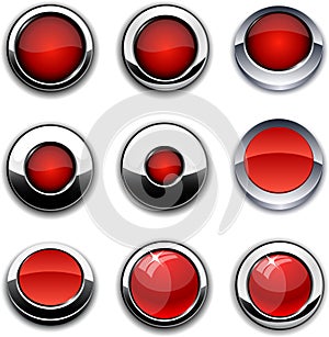 Red round buttons with chrome borders.