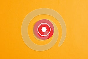 Red round circle with a record rec button or icon