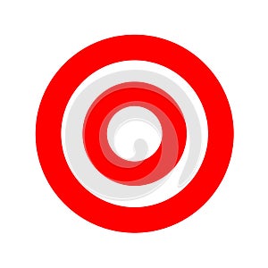 Red round symbol isolated on white, circle icon red for shooting target arrow aiming, target for sport game shooting arrow aim,