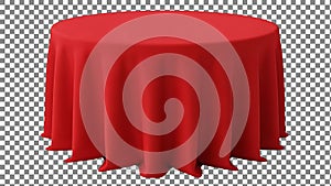 Red round tablecloth on circular table