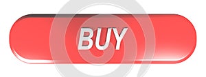 Red rounded rectangle push button BUY - 3D rendering