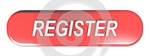 Red rounded rectangle push button REGISTER - 3D rendering
