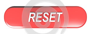 Red rounded rectangle push button RESET - 3D rendering