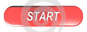 Red rounded rectangle push button START - 3D rendering