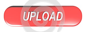 Red rounded rectangle push button UPLOAD - 3D rendering