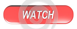 Red rounded rectangle push button WATCH - 3D rendering