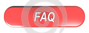 Red rounded rectangle push button FAQ - 3D rendering