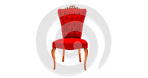 Red royal chair on a white background, Place for the king. Royal throne