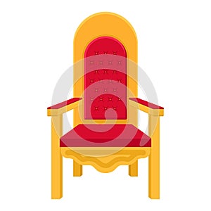 Red royal throne. King throne or armchair icon in flat style isolated on white background.
