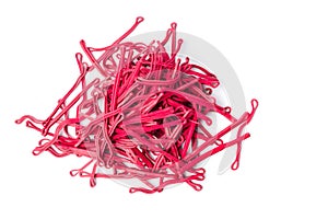 Red rubber bands isolated on white