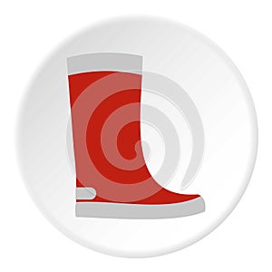 Red rubber boot icon, flat style