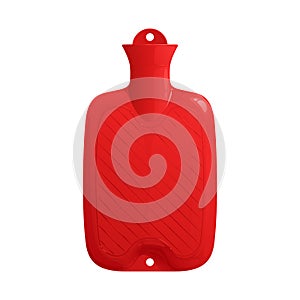 Red rubber medical hot-water bottle filled with water