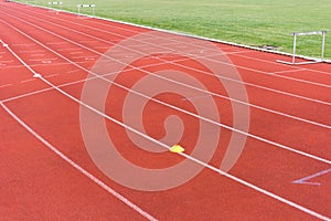 Red rubber running track