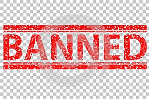 Red Rubber Stamp, Banned, at Transparent Effect Background