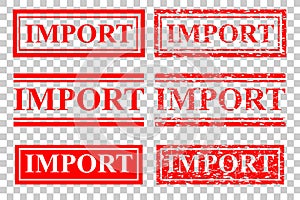 Red rubber stamp effect, import at transparent effect background
