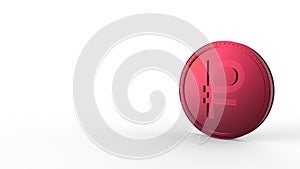 Red ruble coin Isolated with white background. 3d render isolated illustration, business, managment, risk, money, cash, growth,