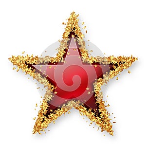 Red Ruby Coloured Gemstone Star with Golden Starlet Border