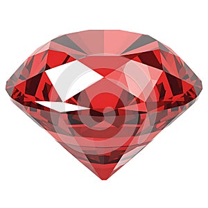 Red ruby gem diamond illustration on transparent background AI Generated