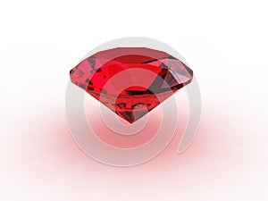 Red Ruby Gemstone on White Background