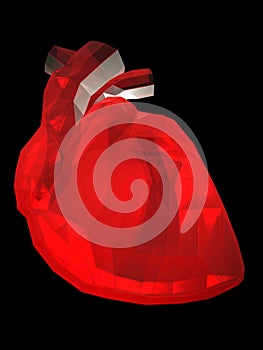 Red ruby heart 3d illustration