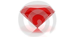 Red ruby on white background. 3d illustration