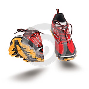 Red running sport shoes