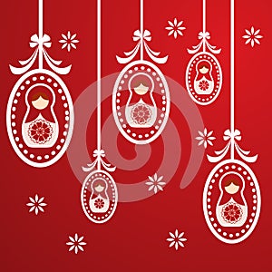 Red russian dolls background