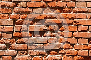 Red rustic brick wall background