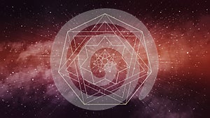 Red sacred geometry, space background - , hepatgram, septagram, seven point star