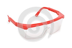 Red safety glasses isolated