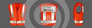 Red safety vest for fire warden