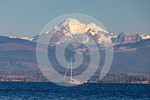 Red Sailboat Fidalgo Bay photo