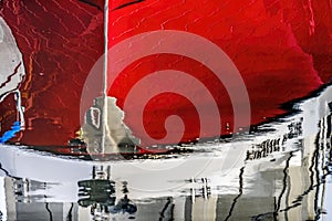 Red Sailboat Reflection Abstract Gig Harbor Washington State
