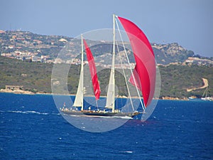 Red sails yacht