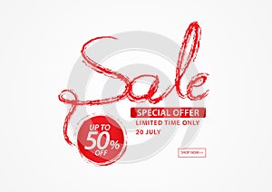 Red sale banner template, ribbons flat isolated, Labels, Stickers, Tags, Discount