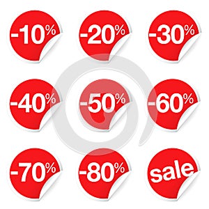 Red Sale Labels Discount And Promotion