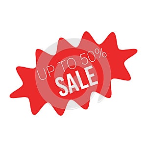 Red sale starburst sticker - stared oval label and badge with best offer and discount sign.