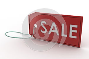 Red Sale Tag 3d rendering