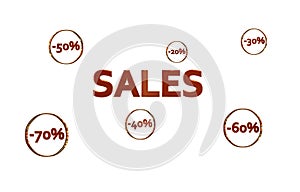 Red Sales design with discount numbers inside golden circles
