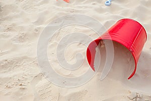 red sand bucket at the seabeach