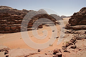 Red sand dune and desert landscape, Wadi Rum, Jordan