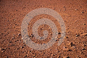 Red sand and volcanic stones, Canary Island soil closeup