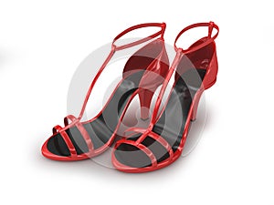 Red sandals isolated on white