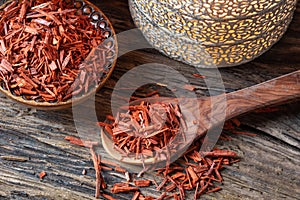 Red sandalwood on a spoon photo