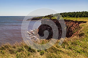 Red sandstone cliff in PEI