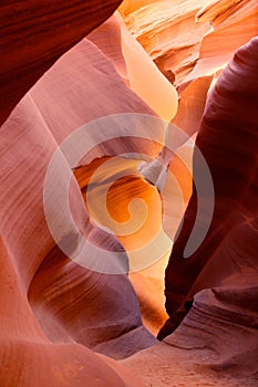 Red sandstone formations at antelope canyon