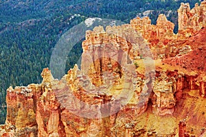 Red sandstone hoodoos in Bryce Canyon National Park in Utah, USA