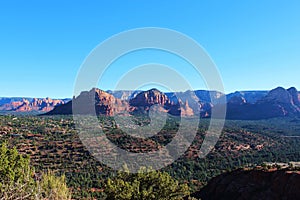 The red sandstone rock formations and mountains of Sedona, Arizona, USA