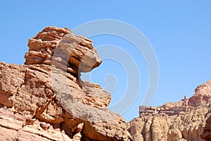 Red sandstone rocks in Arava desert.