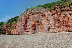 red sandstones of the Ladram bay on the English Channel coast